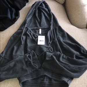 Free People Grey Cropped Hoodie